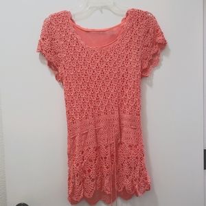 Beautiful Open Knit Michelle Nicole Top Lined- Coral